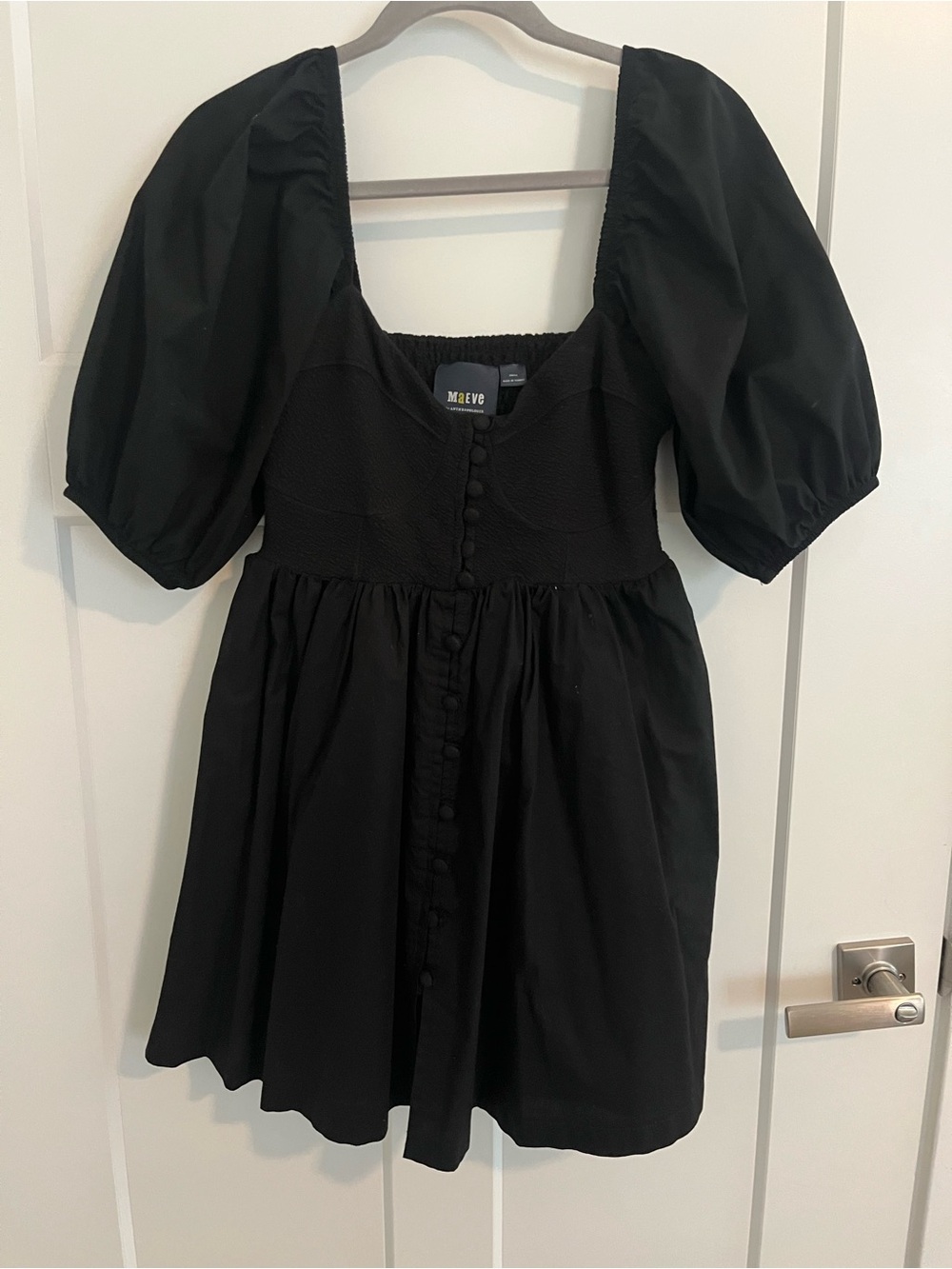 Maeve Black Puff-Sleeve Dress